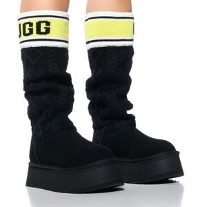 Ugg Black w/Classic Sweater Letter Slouch Boots